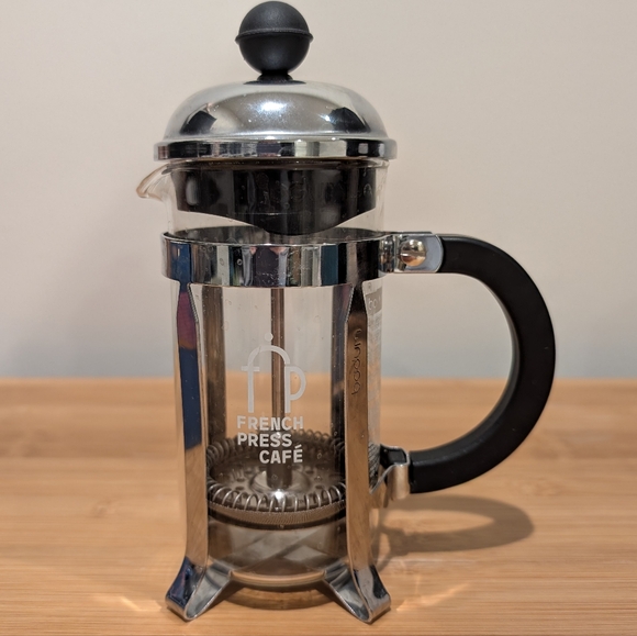 Bodum Other - Gently Used Bodum 6-8oz French Press 7.5" h x 5" w x 3" d, Black and Silver